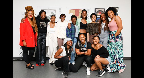 The cast of FLEX with director Lileana Blain-Cruz and playwright Candrice Jones. Photo by Chasi Annexy.