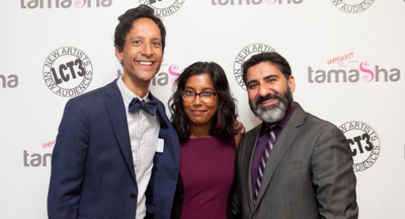 Danny Pudi and Parvesh Cheena with LCT3 Associate Director Natasha Sinha. Photo by Chasi Annexy.
