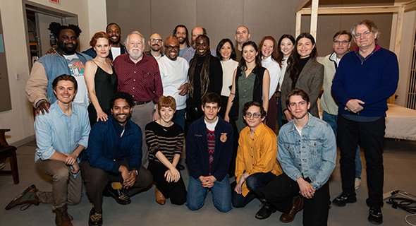 Members of the company with Bartlett Sher and Aaron Sorkin. Photo by Daniel Weiss.