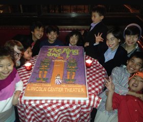 The kids of THE KING AND I with cake at first preview performance.