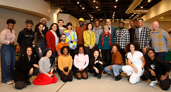 The company of Lincoln Center Theater's production of THE SKIN OF OUR TEETH. Photo by Chasi Annexy.