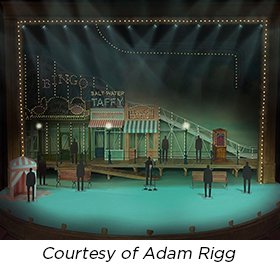 "Courtesy of Adam Rigg." Set design rendering from Lincoln Center Theater's THE SKIN OF OUR TEETH by Adam Rigg. 2022.