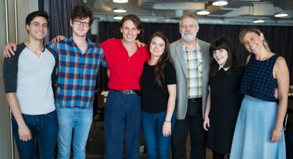 Gideon Glick, Peter Mark Kendall, Christopher Sears, Leah Karpel, Scott Jaeck, Madeleine Martin and Zoë Winters. Photo by Jenny Anderson.