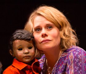 Celia Keenan-Bolger and child puppet in THE OLDEST BOY. Photo by T. Charles Erickson.