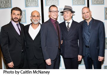 Michael Aronov, Anthony Azizi , T. Ryder Smith, Jefferson Mays, and Daniel Oreskes at opening night of OSLO on Broadway. Photo by Caitlin McNaney.