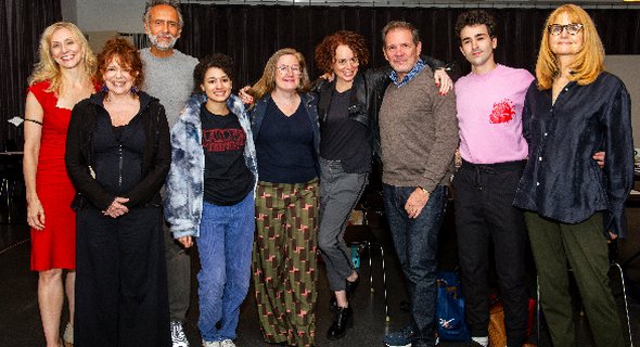 The cast of BECKY NURSE OF SALEM with playwright Sarah Ruhl and director Rebecca Taichman. Photo by Daniel Rader.