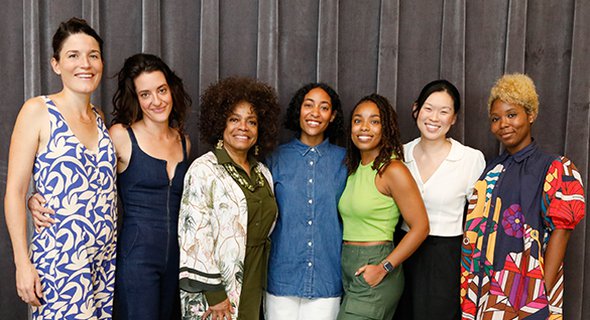 The cast of Daphne with director Sarah Hughes and playwright Renae Simone Jarrett. Photo by Chasi Annexy.