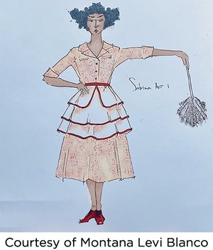 Costume sketch of Sabina in Act 1. Courtesy of Montana Levi Blanco.