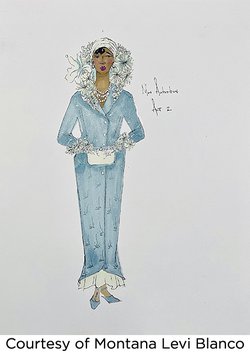 Costume sketch of Mrs. Antrobus in Act 2. Courtesy of Montana Levi Blanco.