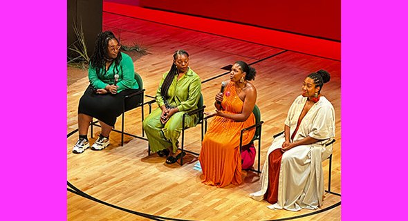 Andrea Ambam, Mahogany L. Browne, Candrice Jones, Rachel Cargle in conversation at the More to Talk About "The Healing Power of Sisterhood" talkback.