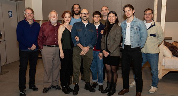 Members of the company with Bartlett Sher and Aaron Sorkin. Credit to Daniel Weiss