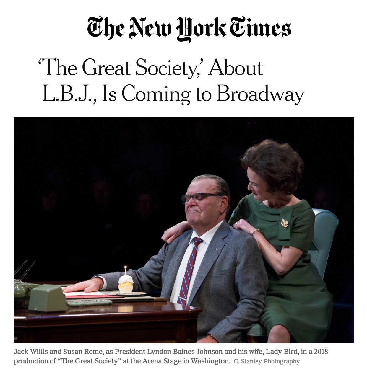 The New York Times announcement of THE GREAT SOCIETY